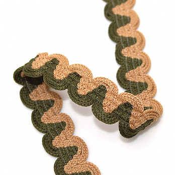 PASSAMANARIA SIANINHA ZIG ZAG 1,5cm BEGE/VERDE MUSGO 20m