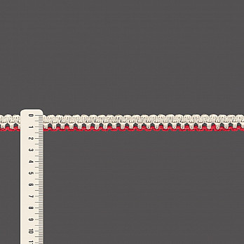 RENDA BICO 1,4cm CRU/VERMELHO 30m