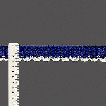 RENDA BICO ONDULADO LEILA 3cm AZUL BIC/CHAMPAGNE 30m