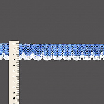 RENDA BICO ONDULADO LEILA 3cm AZUL/CHAMPAGNE 30m