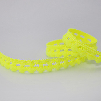 RENDA BICO POMPOM 1,2cm AMARELO NEON 50m