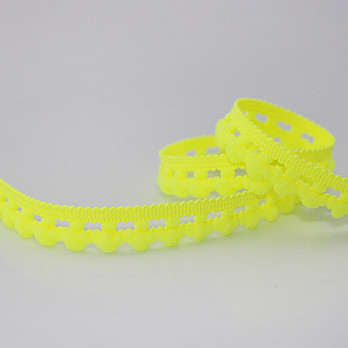 RENDA BICO POMPOM 1,3cm AMARELO NEON 30m