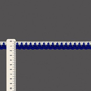 RENDA CROCHÊ BICO 1,7cm CHAMPAGNE/AZUL BIC 30m