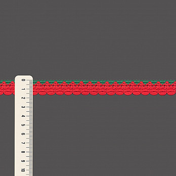 RENDA CROCHÊ BICO 1,7cm VERDE/VERMELHO MAÇÃ 50m