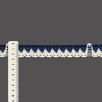 RENDA CROCHÊ FLOR 2,6cm AZUL JEANS/CHAMPAGNE 30m