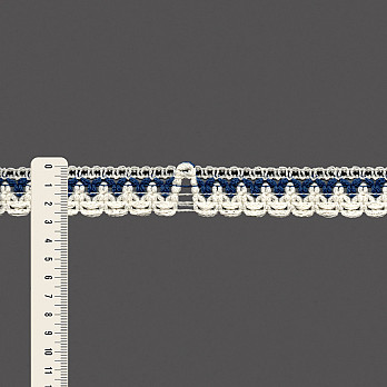 RENDA CROCHÊ FLOR 2,7cm CHAMPAGNE/AZUL JEANS 30m