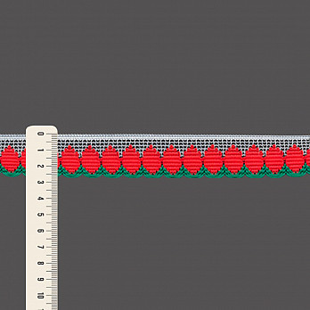 RENDA GOTINHA 2,2cm SEM BENEFICIAMENTO/VERMELHO MAÇÃ/VERDE 30m