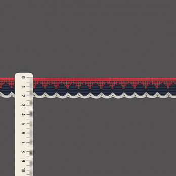 RENDA GOTINHA 2,2cm VERMELHO MAÇÃ/AZUL ESCURO/CHAMPAGNE 30m