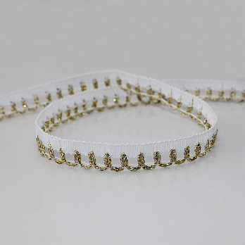RENDA PICOT LAME 1cm BRANCO/OURO 10m
