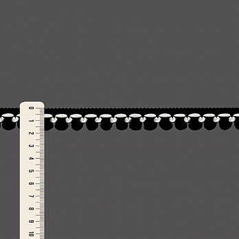 RENDA POMPOM 1,8cm CHAMPAGNE/PRETO 30m